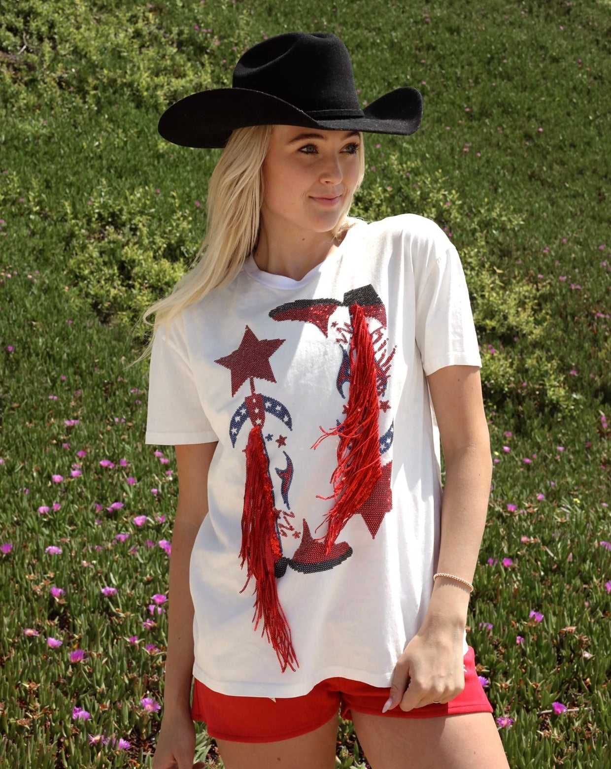 Red, White, and Boots Tee