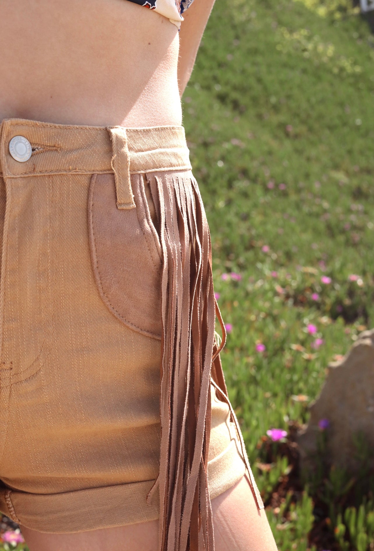 Paloma Fringe Shorts in Sand