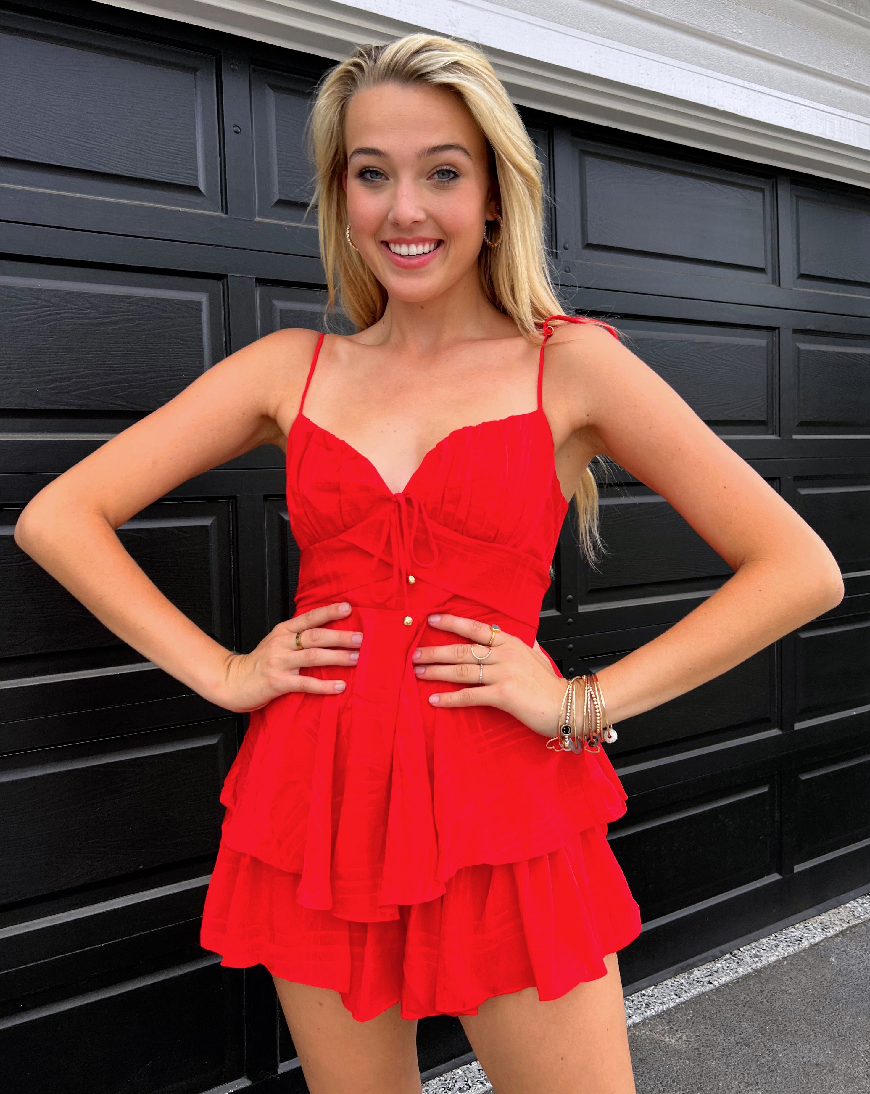 Racheal Romper in Red