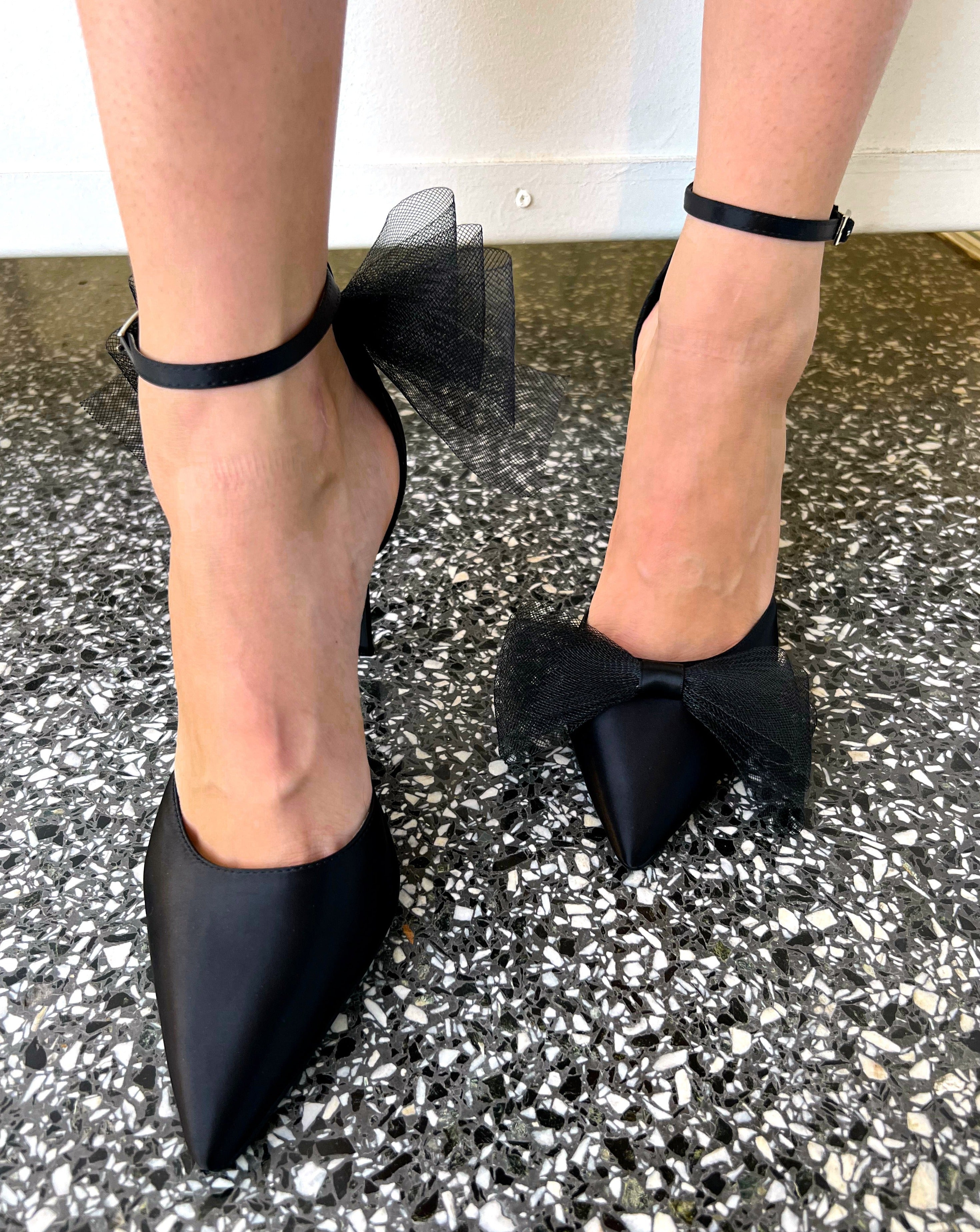 Bow Stiletto Heel in Black