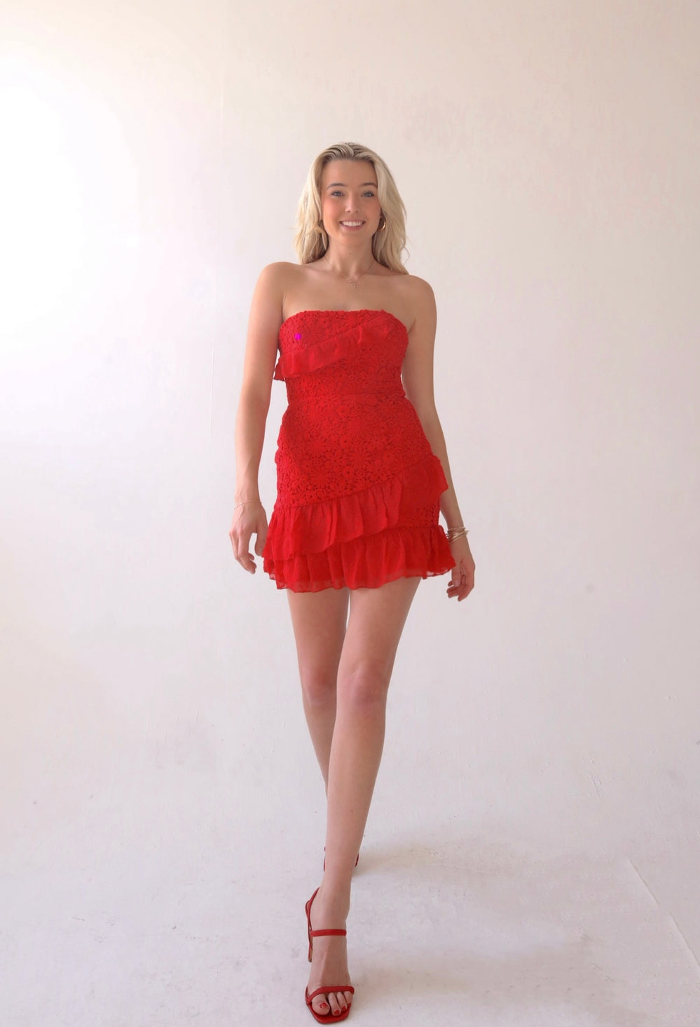 Lady in Red Mini Dress in Rose