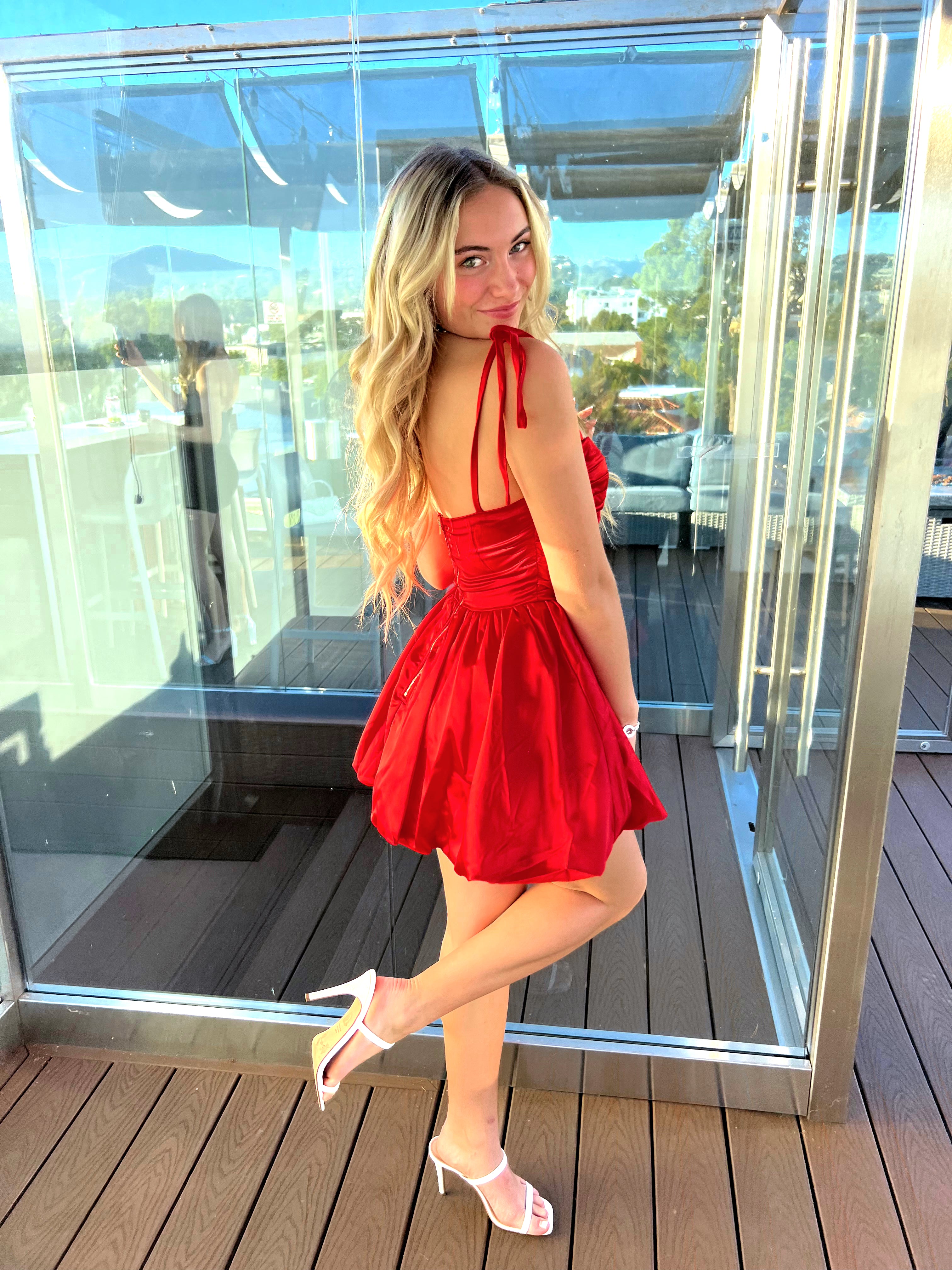 Charming in Red Mini Cocktail Dress