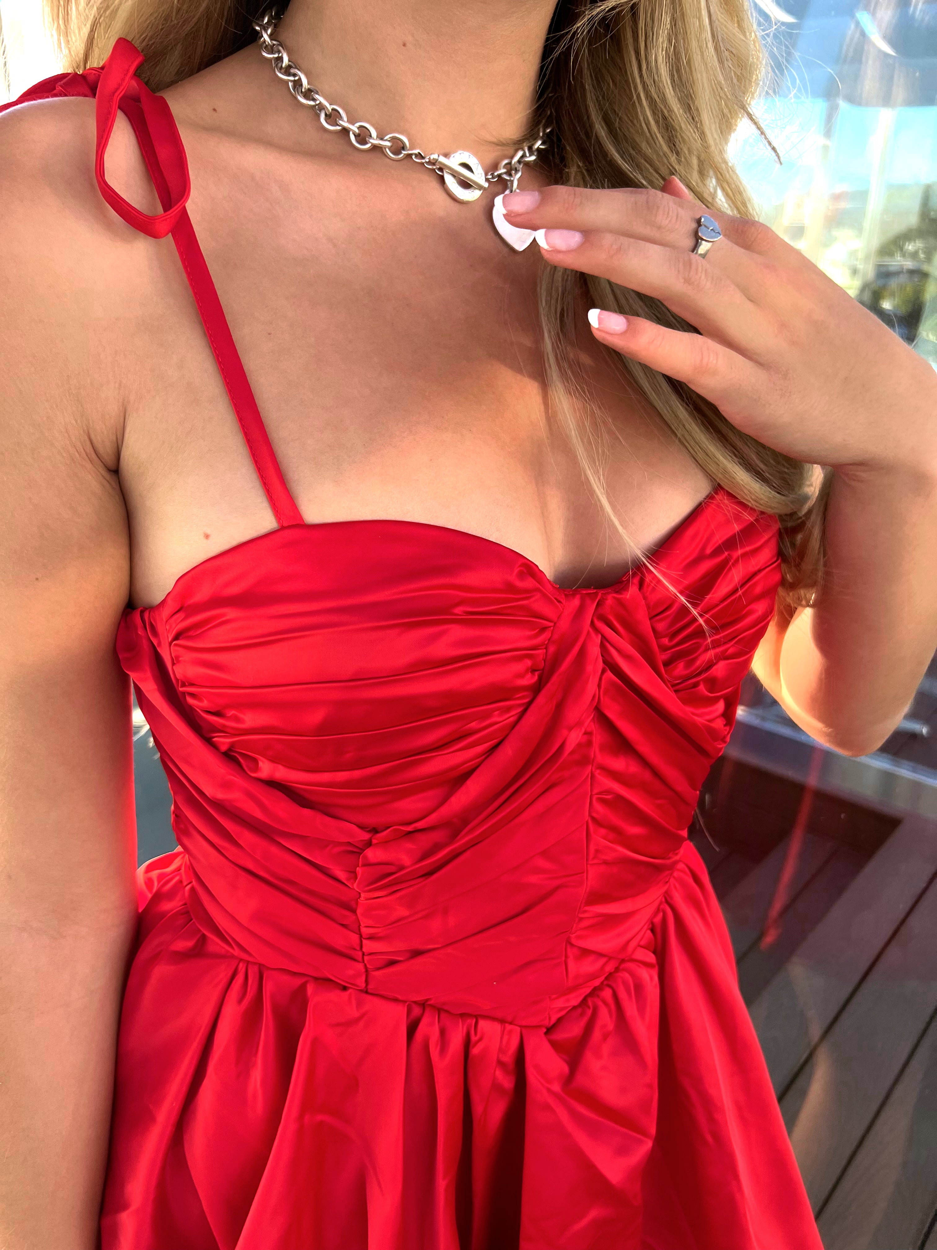 Charming in Red Mini Cocktail Dress