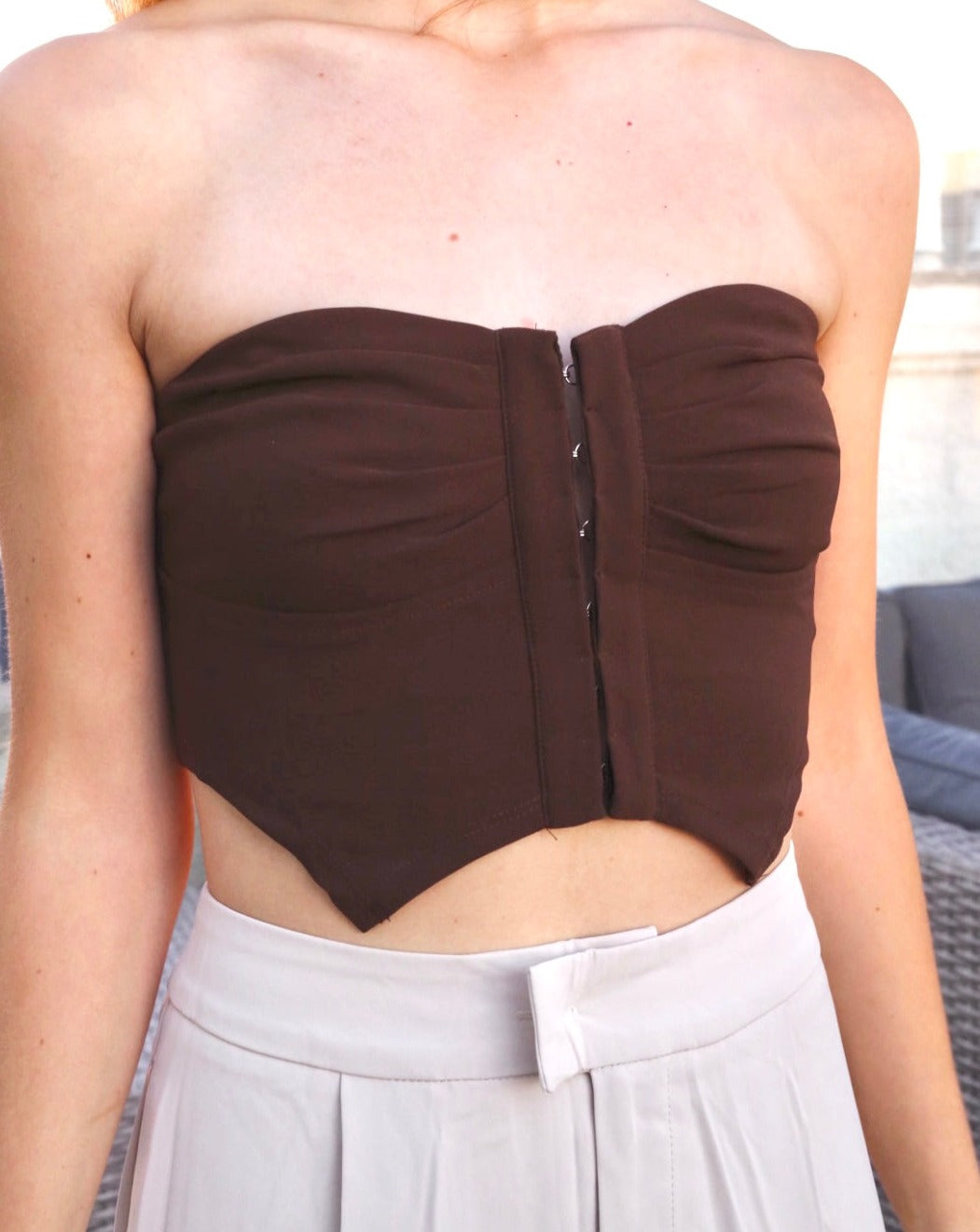 Staple Piece Top in Brown