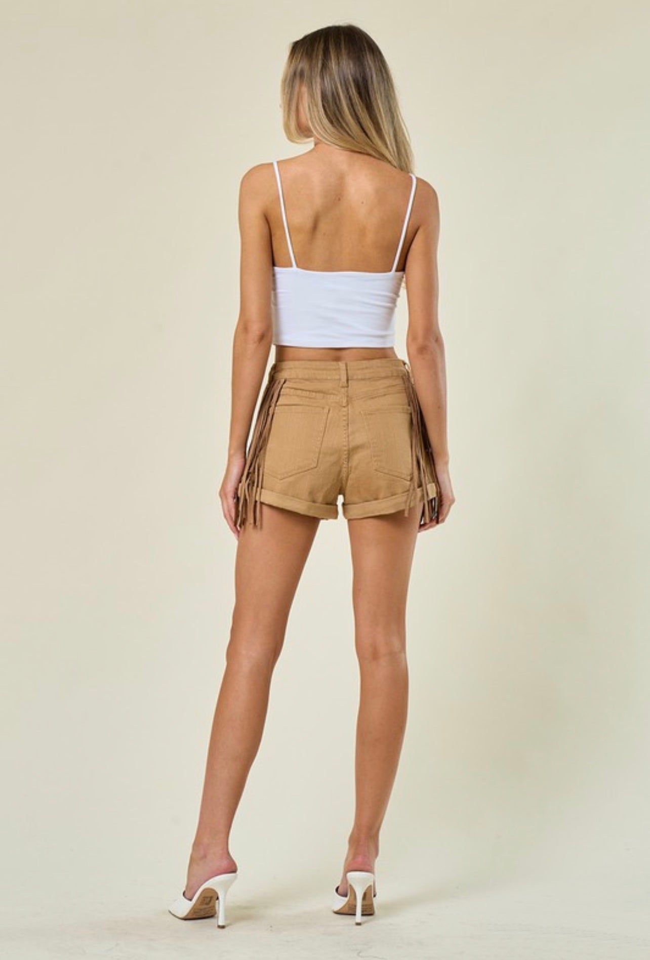 Paloma Fringe Shorts in Sand