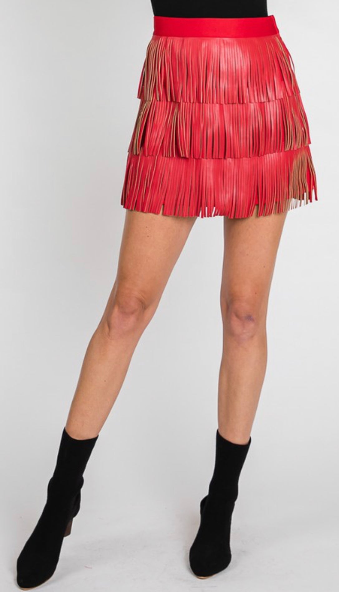 Shake It Leather Fringe Mini Skirt