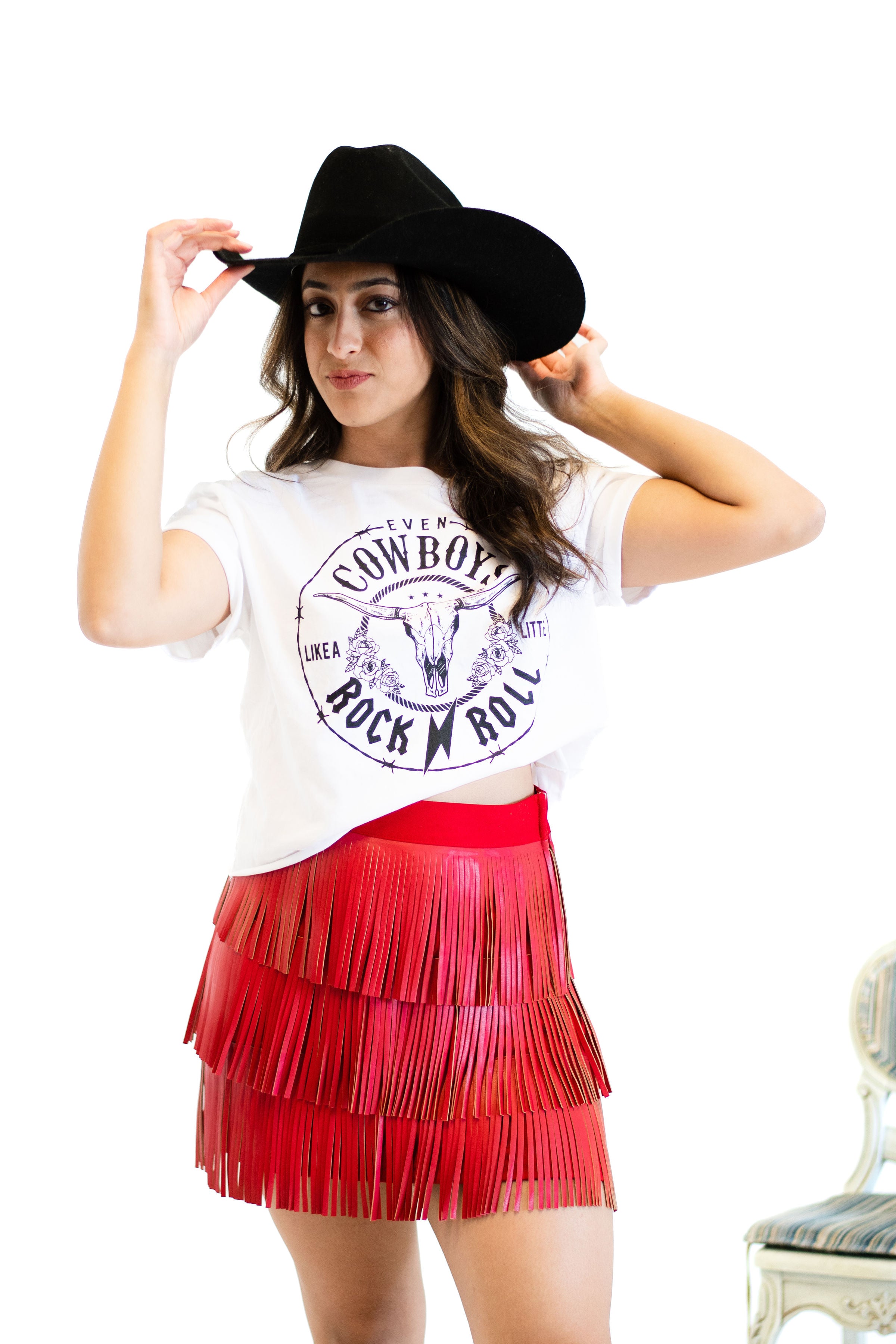 Shake It Leather Fringe Mini Skirt