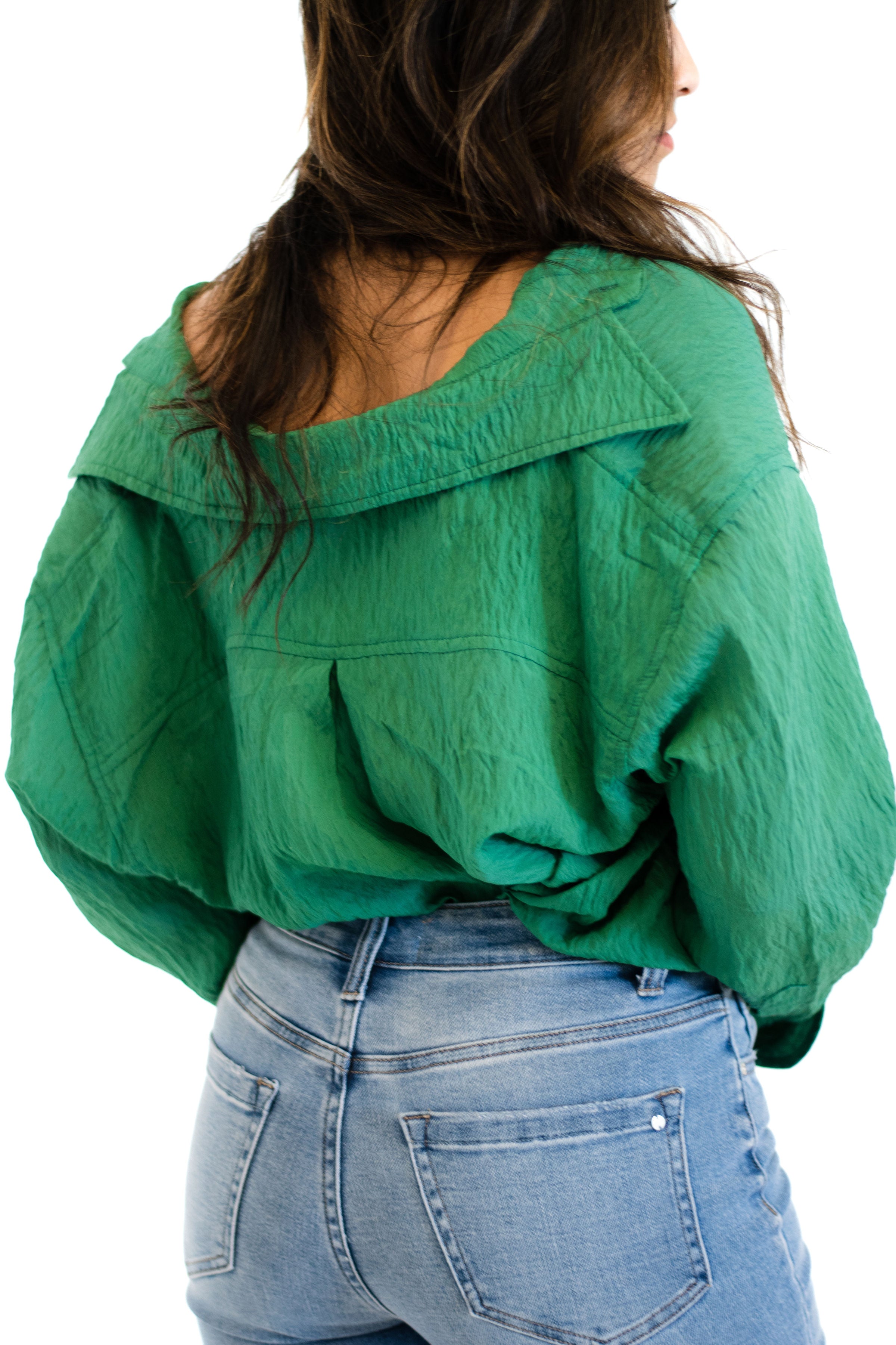 Boho Button Up Blouse in Emerald